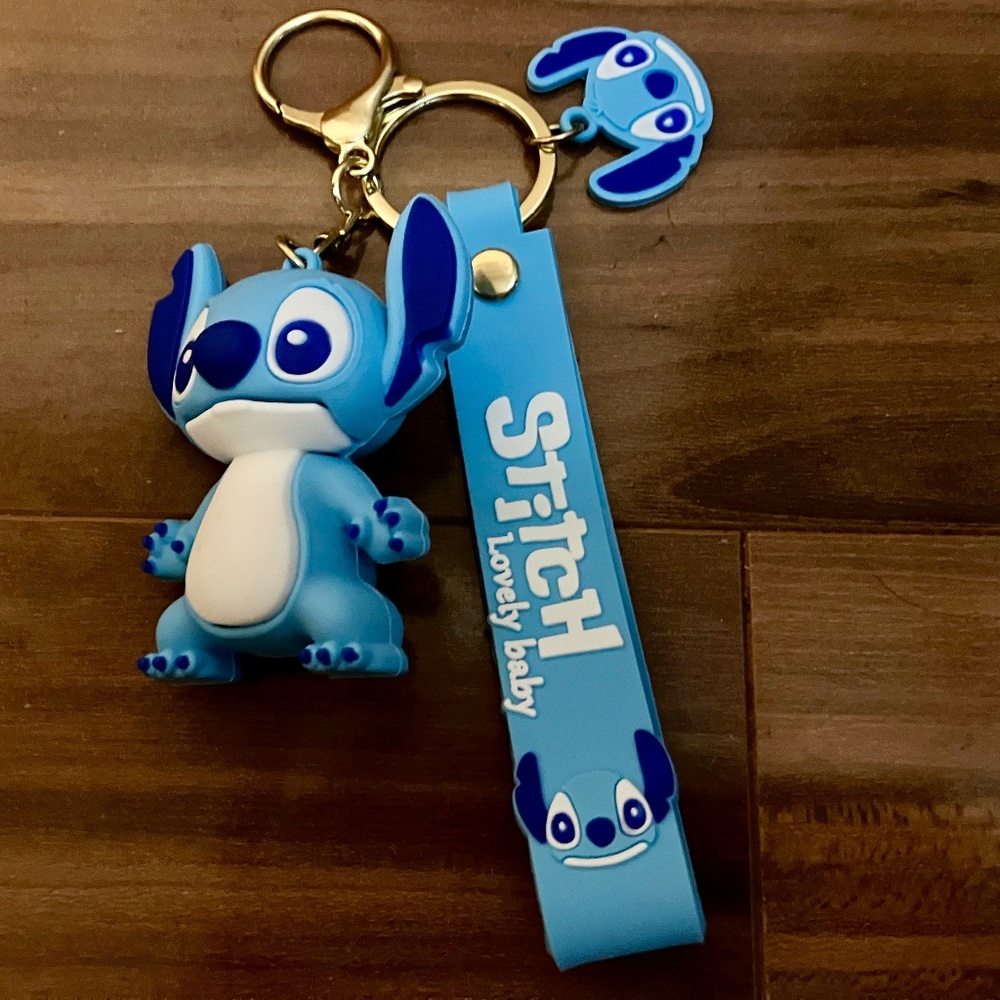 Blue Stitch Keychain"Stitch "Lovely Baby" on Strap Stitch  2.25" -Strap is 4.25"
